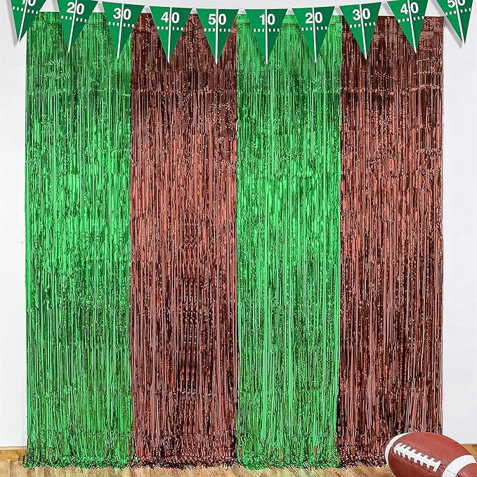 KatchOn, XtraLarge Football Backdrop - 3.25x 8 Feet, Pack of 4 | Green and Brown Fringe Backdrop ... | Amazon (US)