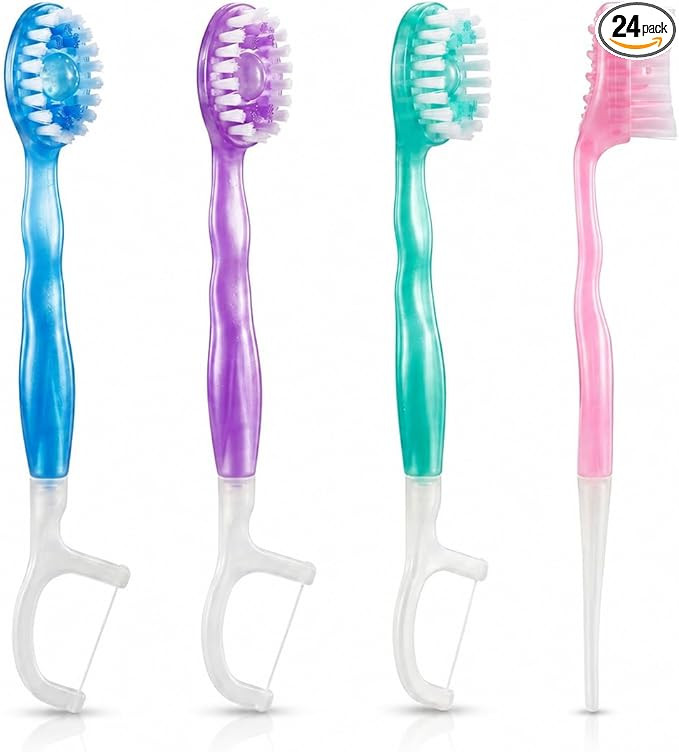 B Rush® 24Pack 5 in 1 Mini Disposable Toothbrush, Toothpaste+Tongue Cleaner+Floss+Pick, Portable... | Amazon (US)