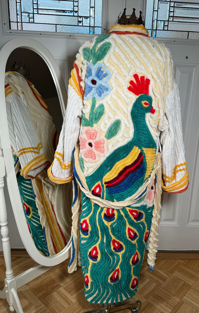 Small Super Plush “earth Angel” Vintage Chenille Bathrobe Upcycled From Hand Tufted Chenille ... | Etsy (US)