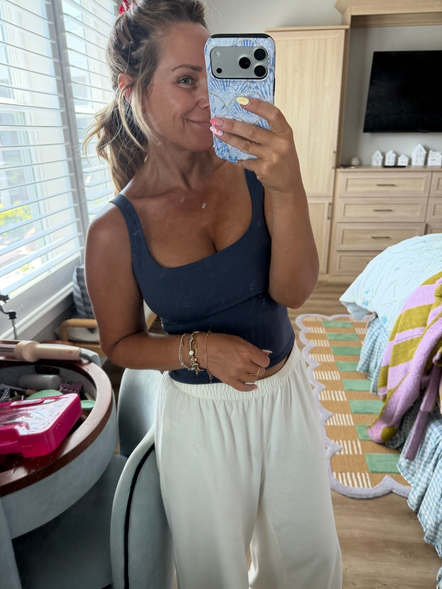The everyday tank I’ll be reaching for all summer. 🤍 Buttery soft with the perfect fit, a flattering square neckline, and easy to dress up or down. Paired with flowy white pants for an effortless, elevated look that works for everything from errands to vacation dinners

tank top, square neck tank, basic tank, elevated basics, capsule wardrobe, summer outfit, white linen pants, resort wear, vacation outfit, neutral outfit, casual chic, everyday style, mom style, coastal style, effortless outfit, versatile basics.