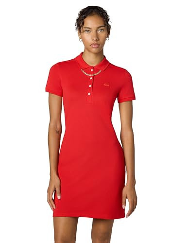 Lacoste Women's Core Collection Slim Fit Short Sleeve Polo Dress, Fireman Red, 2 | Amazon (US)