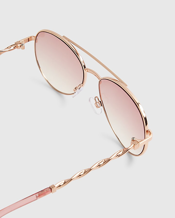 Rose Gold Twist Aviators | River Island UK & IE