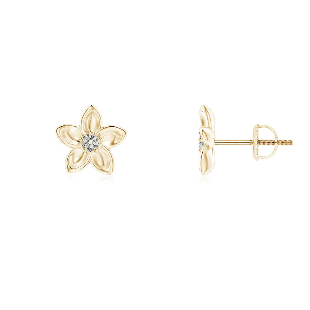 Classic Diamond Plumeria Flower Earrings | Angara Inc.