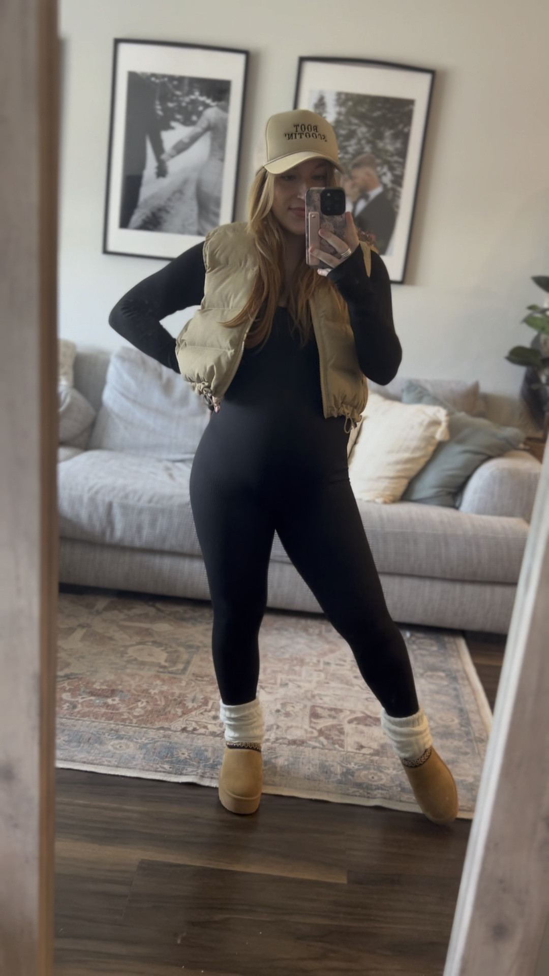 Maternity ootd - ootd - maternity - Amazon jumpsuit - Amazon puffer vest - Amazon Slippers - Ugg slippers - Altar’d State Trucker Hat - Amazon Leg Warmers - Amazon Maternity - Amazon Fashion Maternity Outfit 

#LTKbump #LTKshoecrush #LTKstyletip