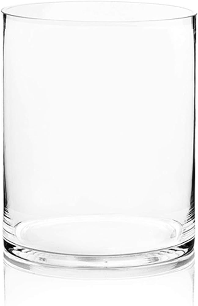 WGV Cylinder Vase, Width 8", Height 10", Clear Wide Large Diameter Flower Glassware, Floral Conta... | Amazon (US)