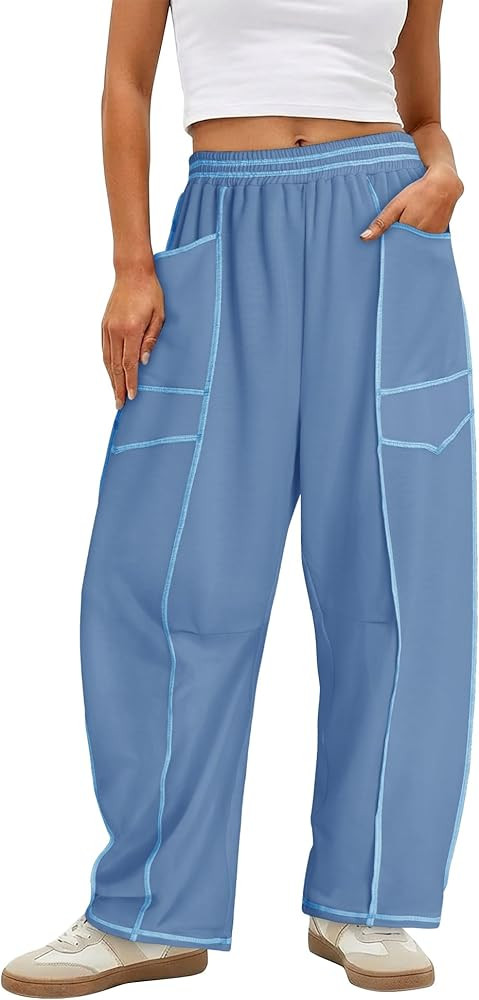 Magritta Womens Baggy Barrel Casual Pants Wide Leg Lounge Fashion Palazzo Pants with Pockets | Amazon (US)