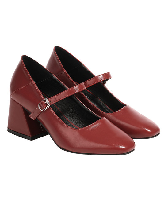 Phebe Women's Pumps Red - Red Wine Chunky-Heel Mary Jane - Women | Zulily