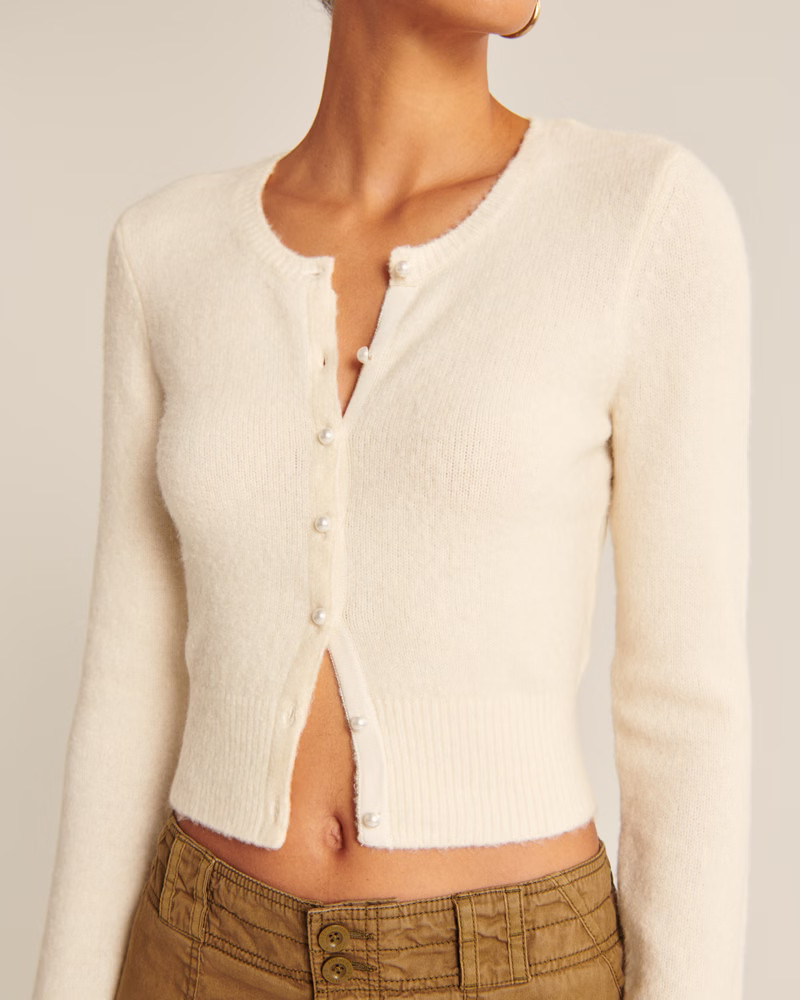 Women's Slim Fluffy Button-Through Cardigan | Women's Tops | Abercrombie.com | Abercrombie & Fitch (US)