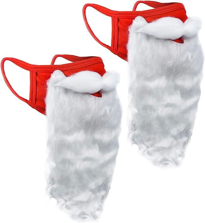 (2 Pack) Encased Face Mask Funny Bearded Holiday Santa Costume for Adults for Christmas 2021 (One... | Amazon (US)