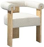 Meridian Furniture Barrel Collection Mid-Century Modern Dining Chair, Solid Wood Finish, Rich Boucle Fabric, 27.5" W x 24" D x 28" H, Cream | Amazon (US)