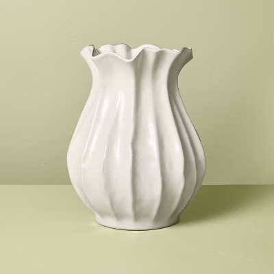 Pleated Ceramic Vase Sour Cream - Hearth & Hand™ with Magnolia | Target