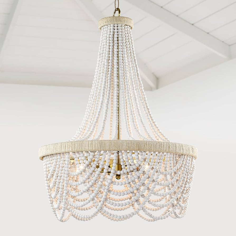 Beaded Chandelier, 3-Light French Empire Chandelier, Boho Farmhouse Chandelier Light Fixture for ... | Amazon (US)