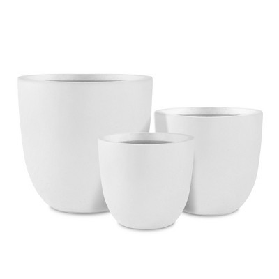 Rosemead Home & Garden 3pc Kante Concrete Outdoor Planter Pots Chalk White 18"x18"x17" | Target