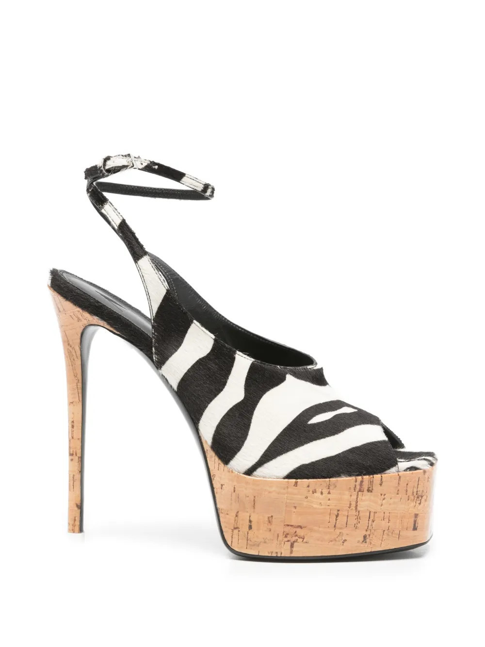 The Attico Ornella zebra-print platform sandals - Black | Farfetch Global