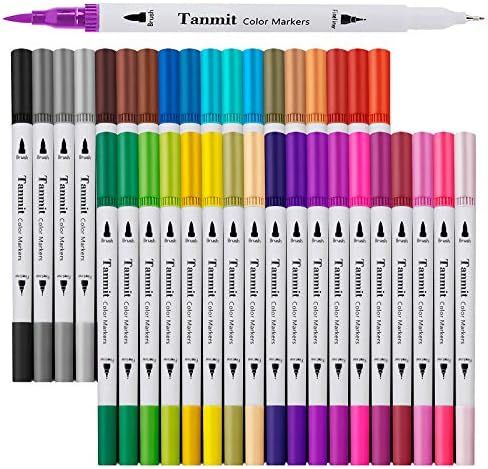 Dual Tip Brush Marker Pens, Tanmit 0.4 Fine Tip Markers & Brush Highlighter Pen Set of 36 for Bul... | Amazon (US)
