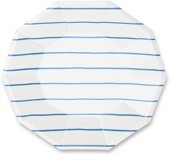 Daydream Society Frenchie Striped - Large Paper Plates with Cobalt Blue Stripes - Pack of 8 Dinne... | Amazon (US)