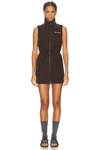 Miu Miu Sleeveless Mini Dress in Brown | FWRD 