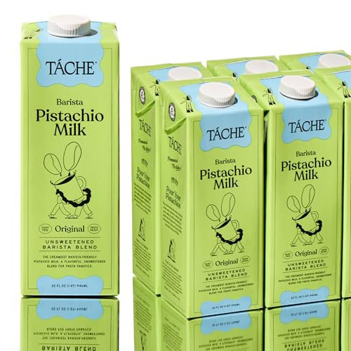 Táche Unsweetened Barista Pistachio Milk, Plant-Based Pistachio Creamer for Coffee and Lattes, Frothy, Vegan Pistachio Cream with No Added Oil, Dairy-Free Milk Alternative, (32oz, 6-Pack) | Amazon (US)