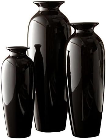 Hosley Set of 3 Black Ceramic Vases in Gift Box. Ideal Gift for Wedding or Special Occasions for ... | Amazon (US)