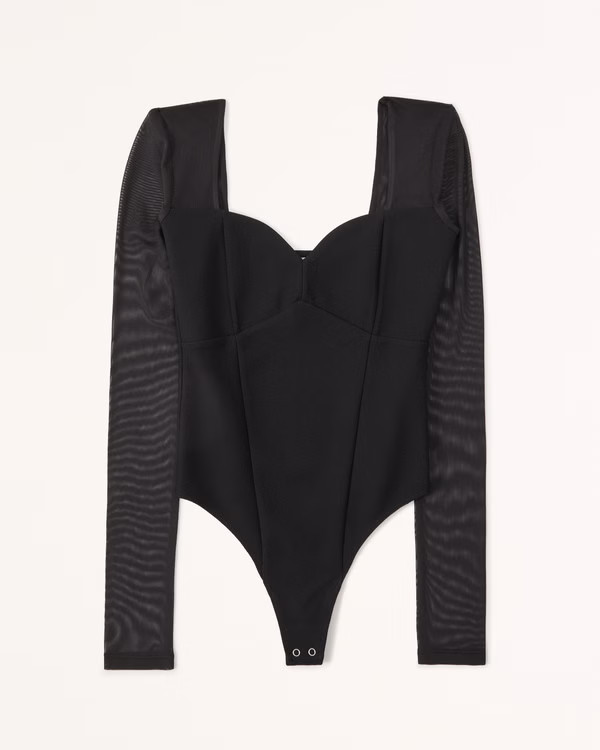 Long-Sleeve Sweetheart Corset Bodysuit | Abercrombie & Fitch (US)