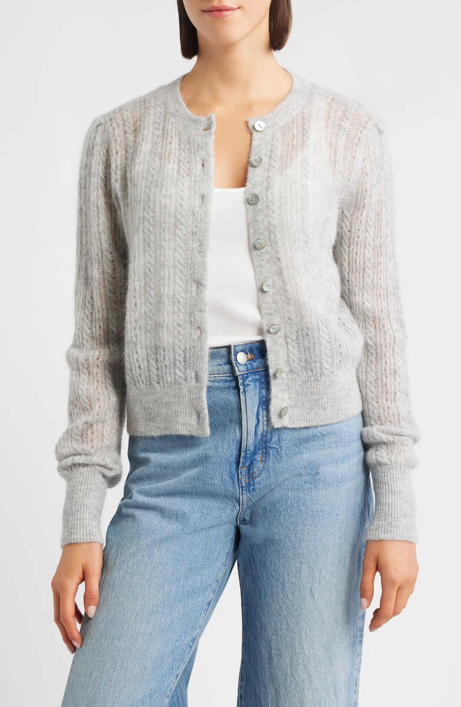 Pointelle Stitch Alpaca Blend Cardigan | Nordstrom
