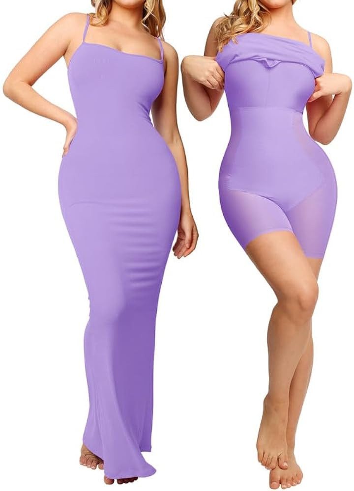 Popilush The Shapewear Dress Womens Summer Long Dresses Built-in Bra Slip Bodycon Maxi Dress with... | Amazon (US)