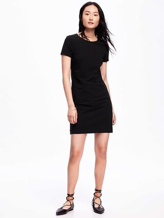 Old Navy Fitted Crew Neck Tee Dress For Women Size L Tall - Black | Old Navy US