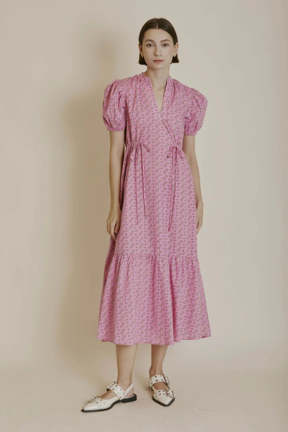 Francoise Pink Flower Drawstring Dress | Four and Twenty Sailors
