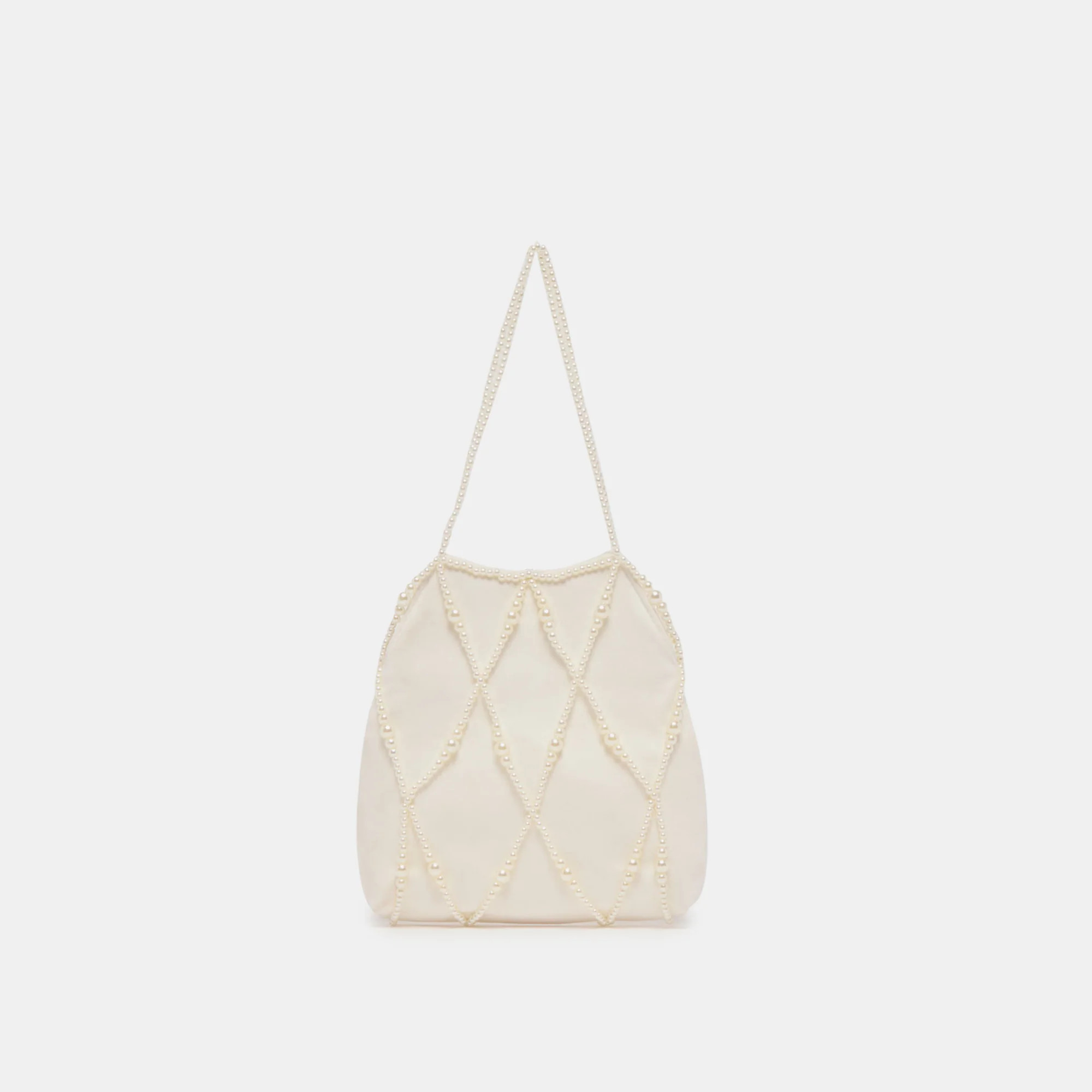 Serilda Pearl Handbag Ivory Satin | DolceVita.com