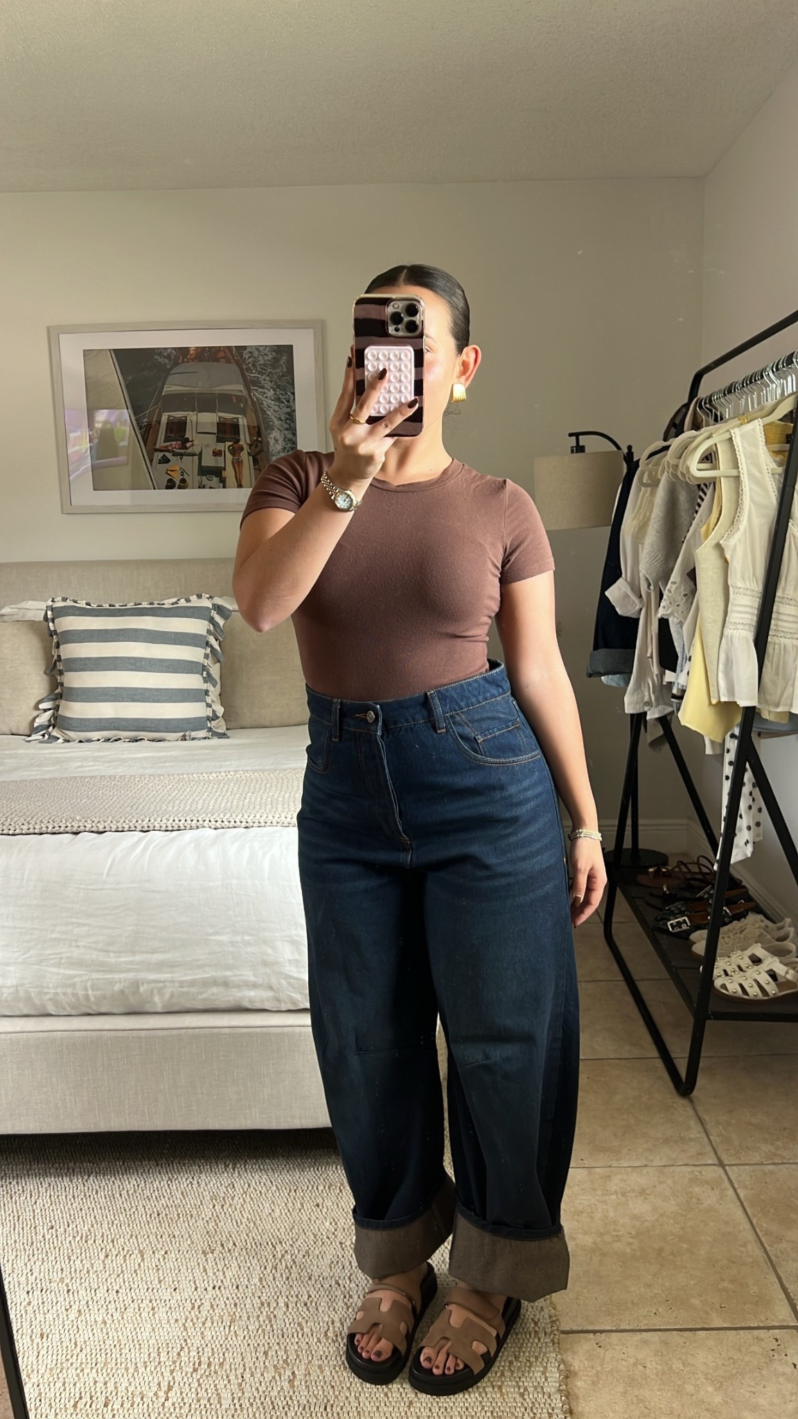 Fall outfit, fall fashion, casual style, chic outfit inspo, barrel jeans, steve madden sandals, brown outfit, fall lunch outfit 

#LTKTall #LTKPetite #LTKSeasonal