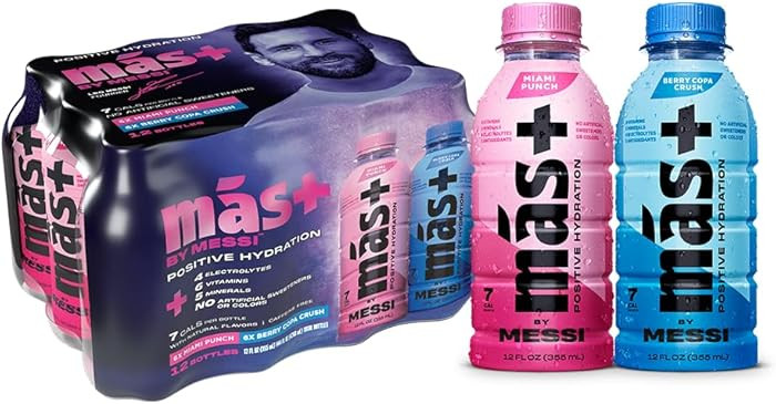 Más+ By Messi 12oz Miami Punch & Berry Copa Crush Multi Pack Sports Drink & Hydration Beverage, ... | Amazon (US)
