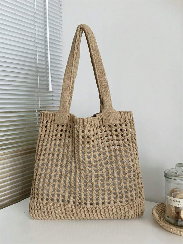 Leichte, lässige minimalistische Einkaufstasche / Häkeltasche für Frauen mit großer Kapazitä... | SHEIN