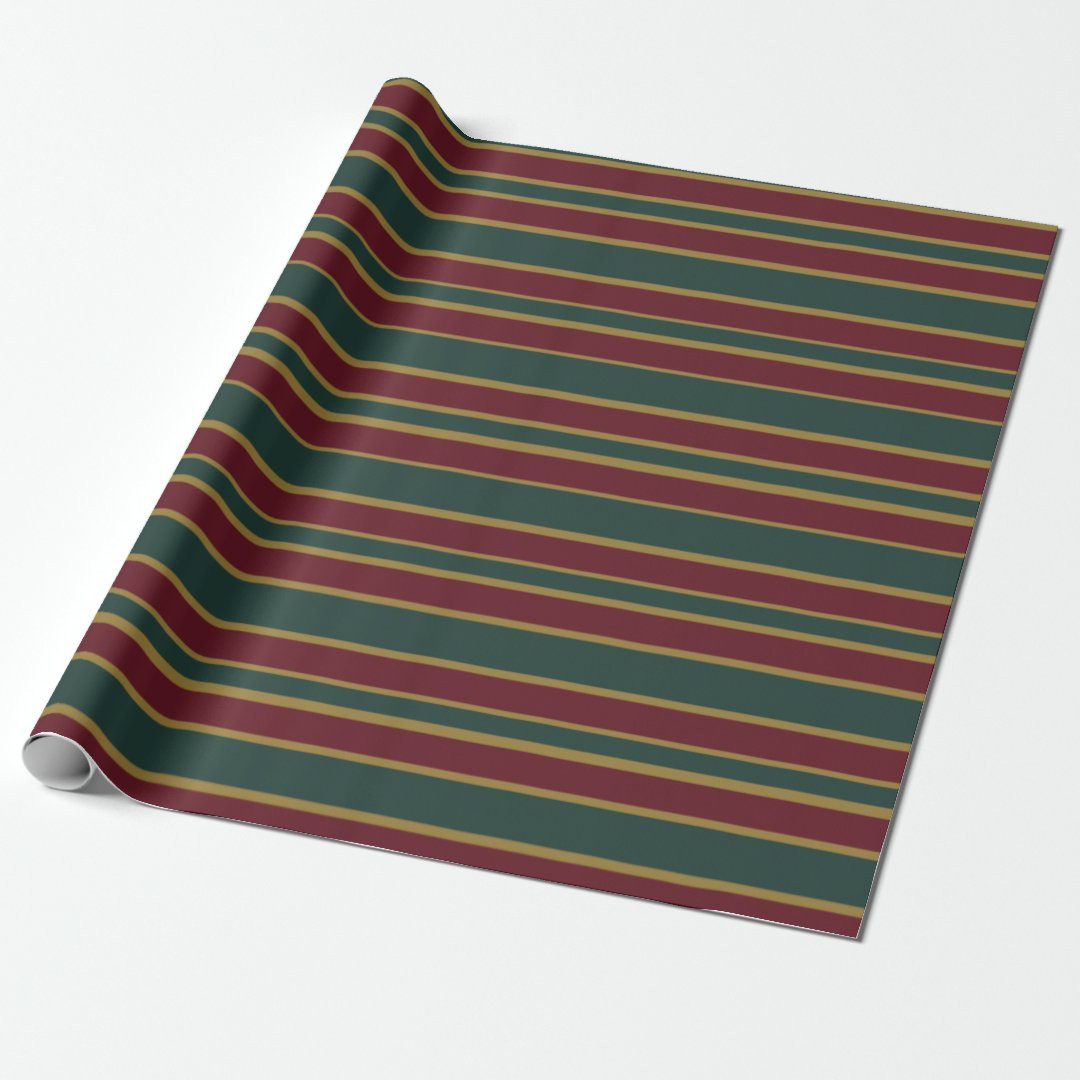 Green Red And Gold Christmas Candy Stripes Wrapping Paper | Zazzle | Zazzle