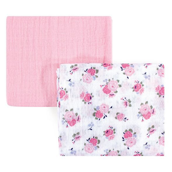 Luvable Friends Baby Girl Muslin Cotton Swaddle Blanket, Floral 2-Pack, One Size | Target