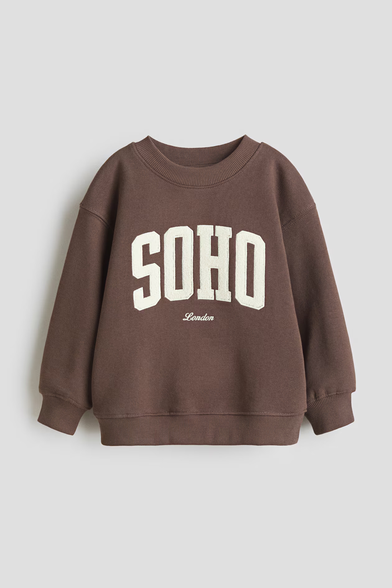 Printed Crewneck Sweatshirt - Brown/Soho - Kids | H&M US | H&M (US + CA)