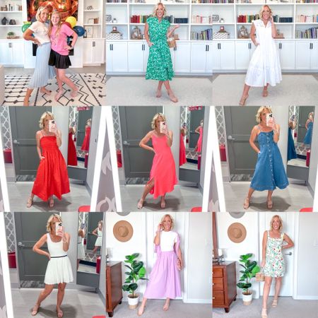 Weekly recap:
1. Skirt - size medium // shirt medium. 
2. Green dress - size XS.
3. White dress - size XS (runs big).
4. Red dress - size small.
5. Pink dress - size XS.
6. Denim dress - size XS. 
7. White active dress - size small.
8. Purple skirt - size 0 // tee - size small.
9. Floral dress - size small.

#LTKFindsUnder50 #LTKSeasonal #LTKStyleTip