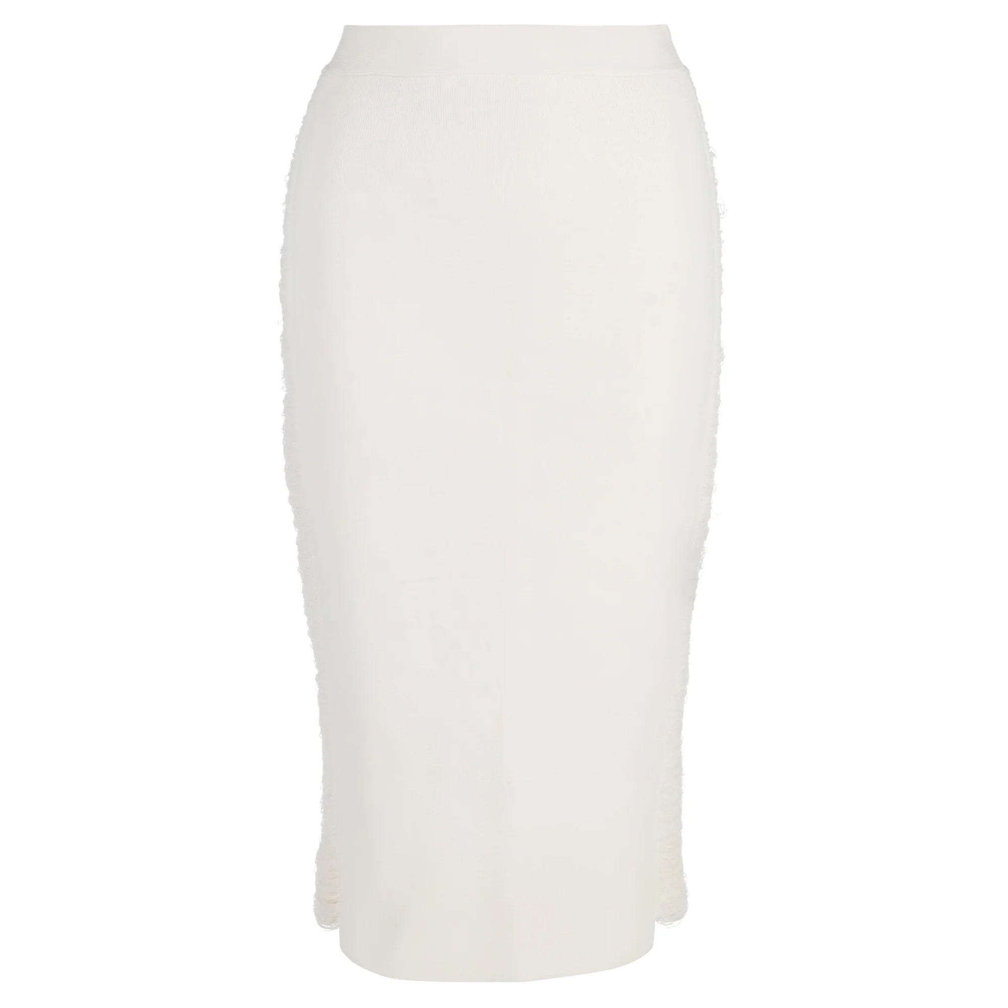Victoria Beckham Knitted Pencil Midi Skirt in White Cotton | Shop Simon