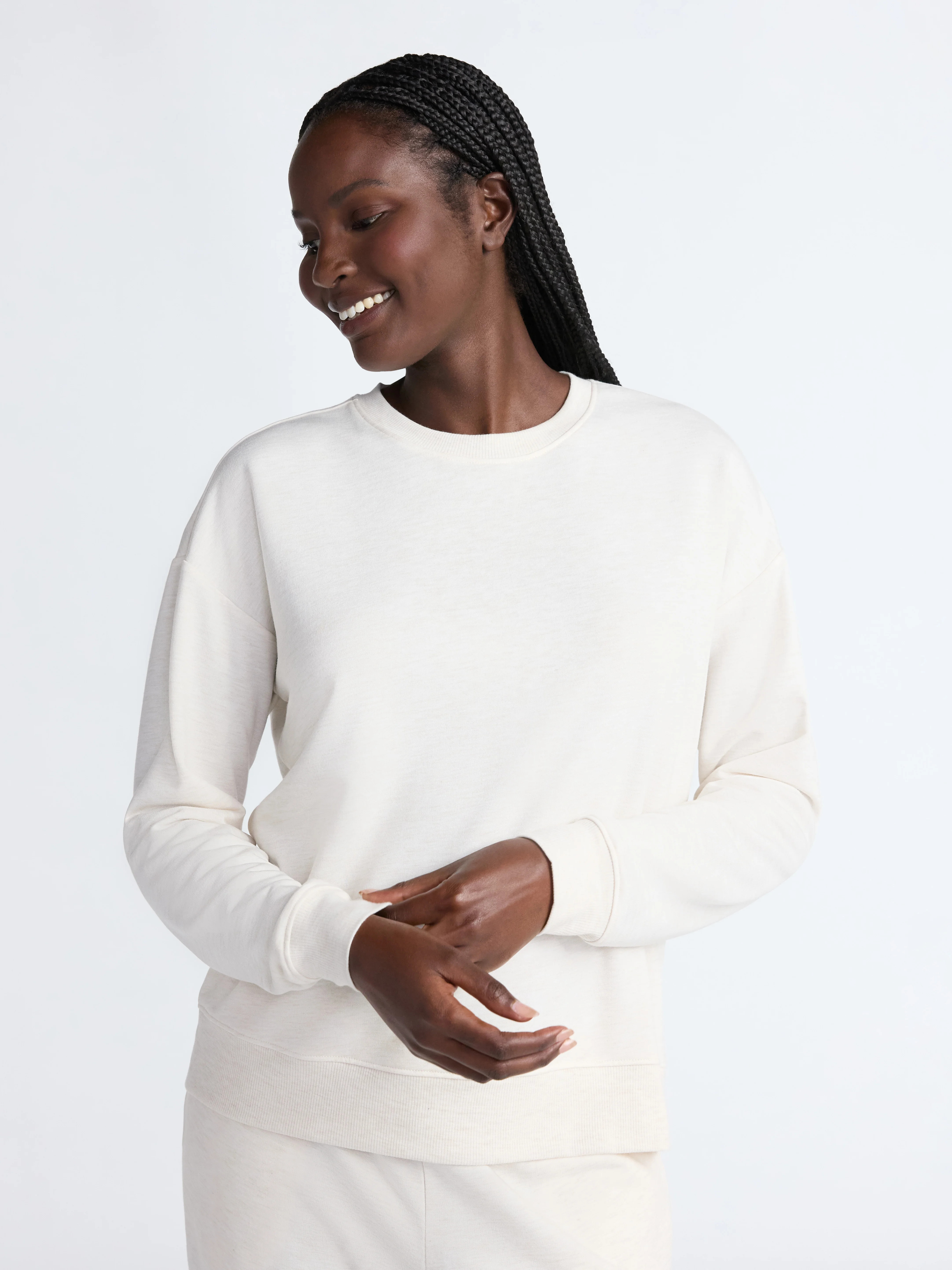 Joyspun Women's Fleece Drop Shoulder Sleep Top with Long Sleeves, Sizes XS-3X | Walmart (US)