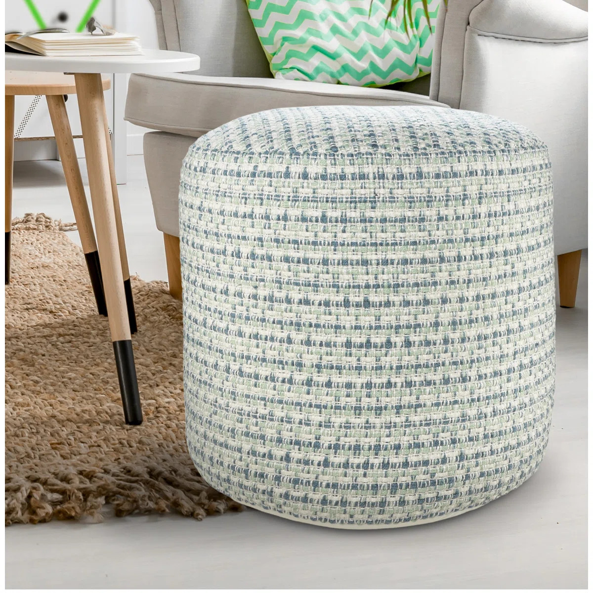 Filippo Coastal Indoor/Outdoor Round Ottoman Pouf | Wayfair North America