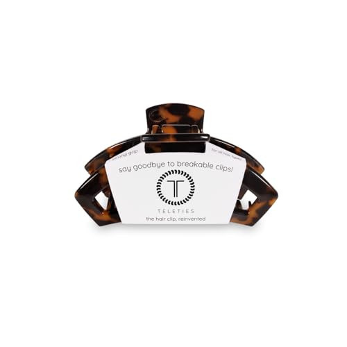 TELETIES - Small Open Hair Clip - Hair Claw Clips for Women - Strong Grip, Bendable Teeth, Comfortable Cutout Design - For Thin to Medium Thick Hair - All Hair Types & Textures - Tortoise | Amazon (US)