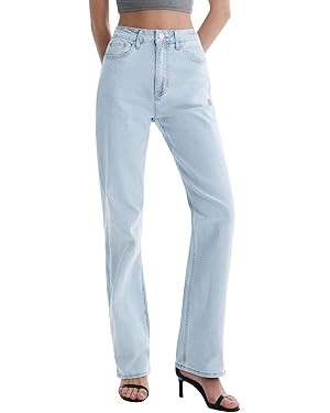 Women’s Jeans High Waisted Straight Leg Stretchy Jeans Trendy Wide Leg Casual Fit Denim Pants | Amazon (US)