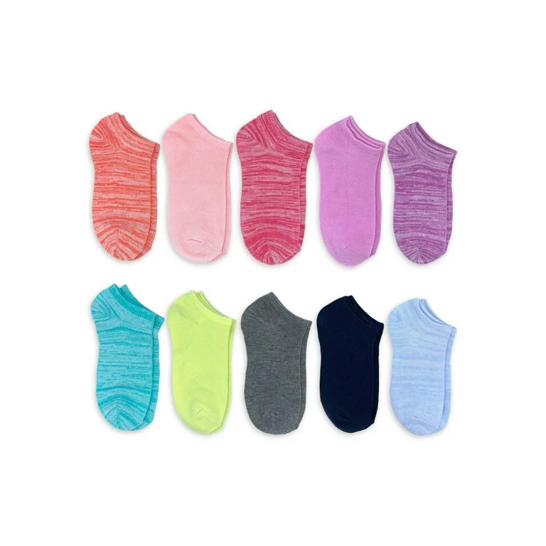 Wonder Nation Girls Space Dye No Show Socks, 10-Pack, Sizes S-L | Walmart (US)