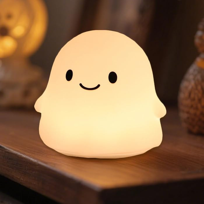 Halloween Ghost Night Light, 50-Hour Battery & Pat Control, Cute Squishy Lamp for Kids Room Decor, USB Rechargeable with Timer, Cute Home Decor | Amazon (US)
