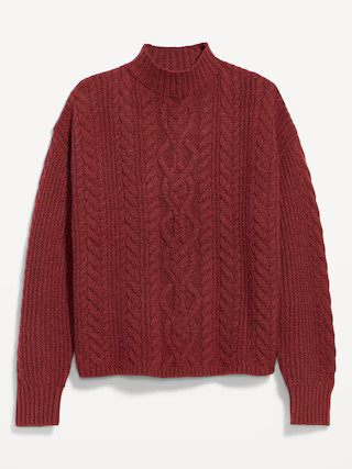 SoSoft Cropped Mock-Neck Cable Sweater | Old Navy (US)