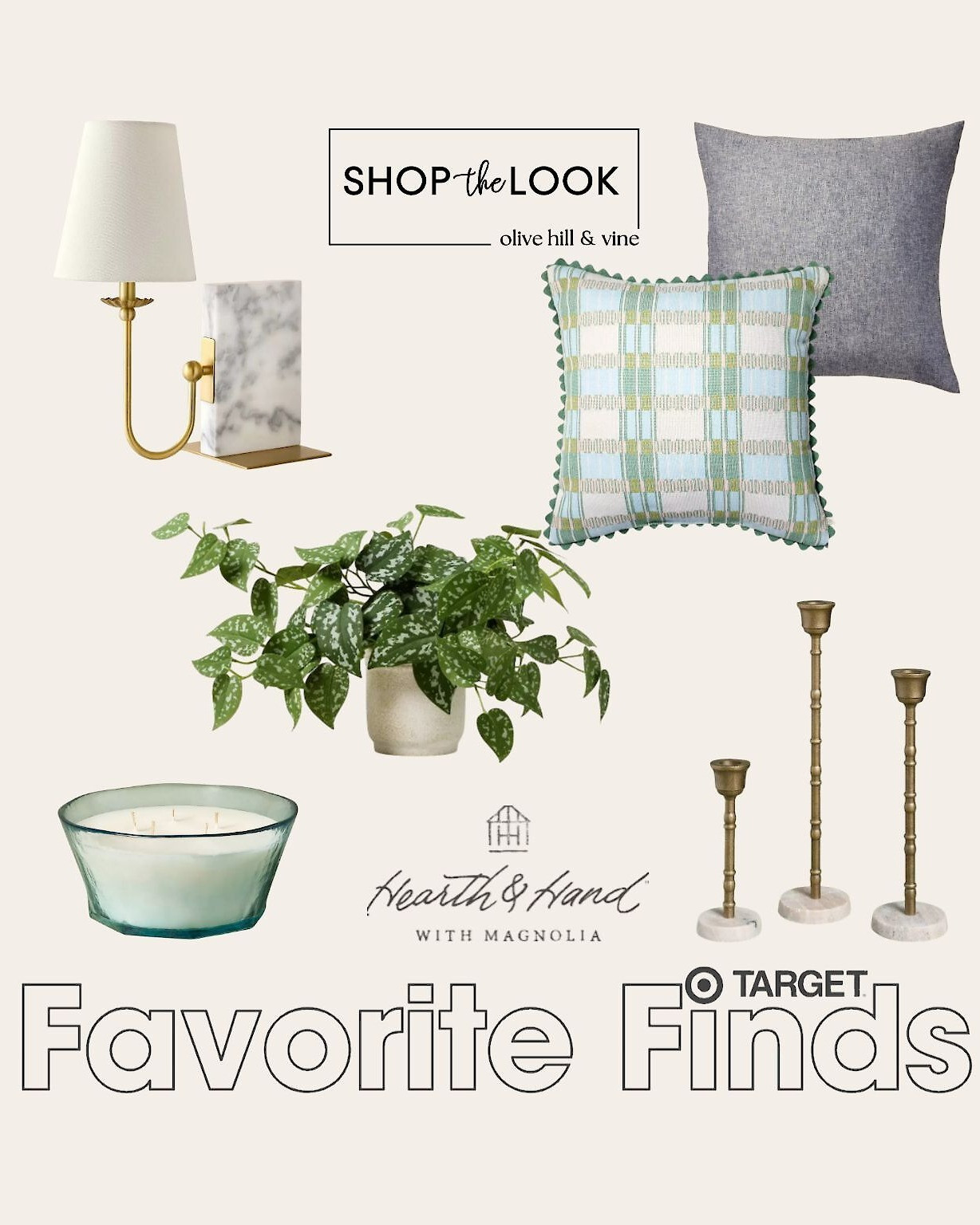 Spotted some more Target Hearth & Hand gems we’re loving: a marble book shelf lamp with gold accents, sculptural candle holders, scalloped plaid pillows, and the dreamiest faux satin plant in a textured pot.  

 

#LTKHome #LTKStyleTip #LTKFamily