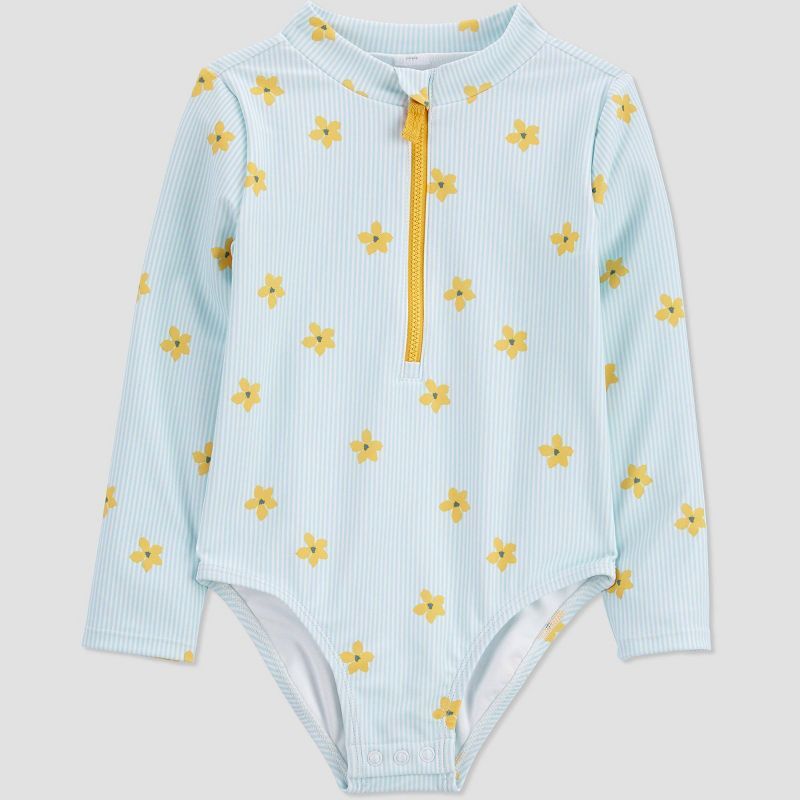 Carter's Just One You® Toddler Girls' Floral One Piece Rash Guard - Blue | Target