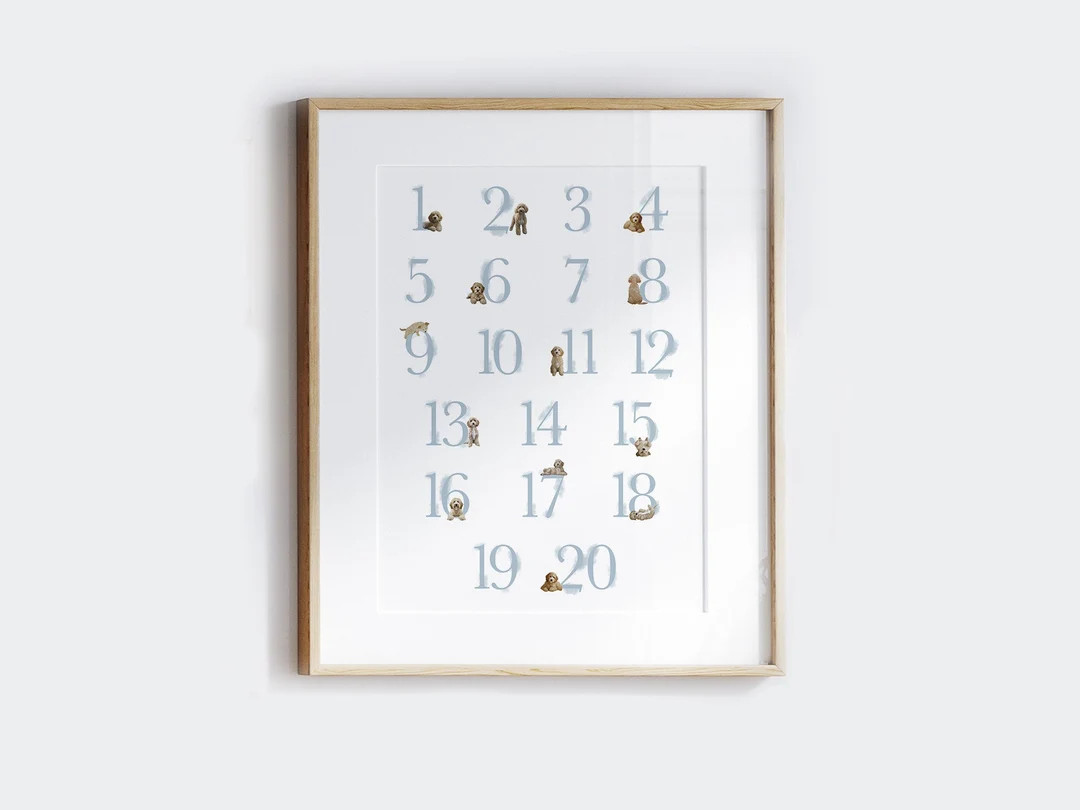 GOLDENDOODLE Nursery Art. Goldendoodles Numbers Poster for a Boy. Dog Nursery Art for a Baby Boy ... | Etsy (US)