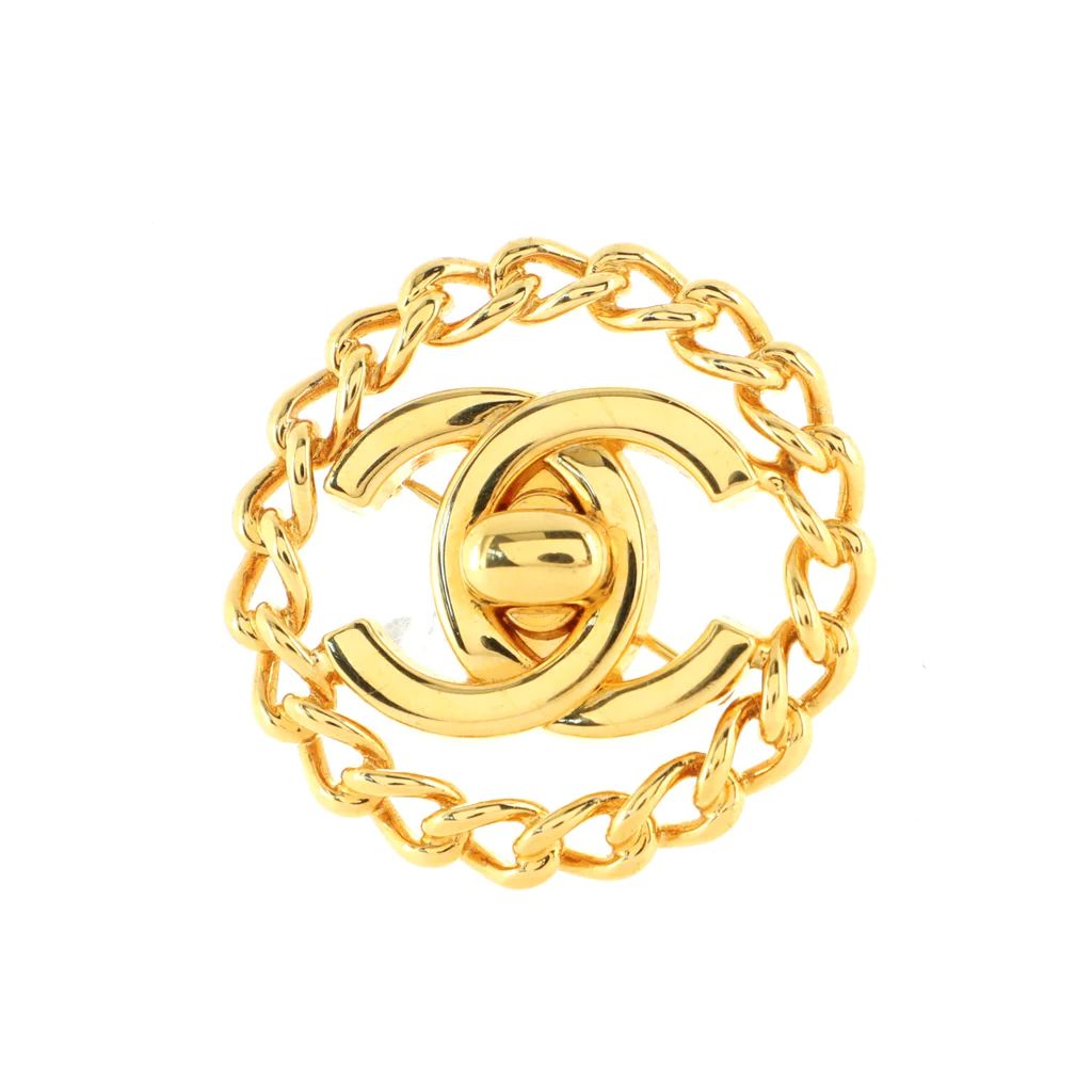 Chanel Vintage Chain Around CC Turnlock Brooch Metal Gold 12500839 | Rebag