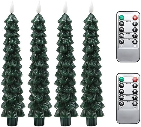 Fo32won Christmas Tree Shaped Flameless Candlesticks Battery Operated with Remote and Timer, Set ... | Amazon (CA)