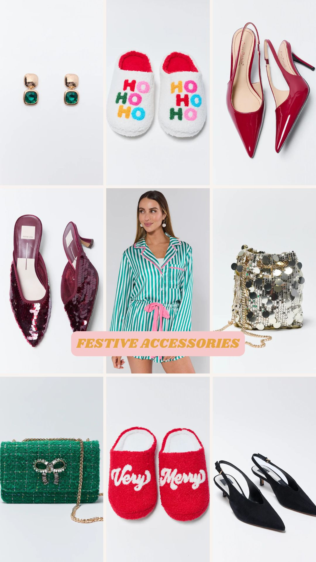 Festive accessories. Heels, slippers, pajamas, handbags, earrings and more! 

 #LTKHoliday #LTKSeasonal #LTKStyleTip